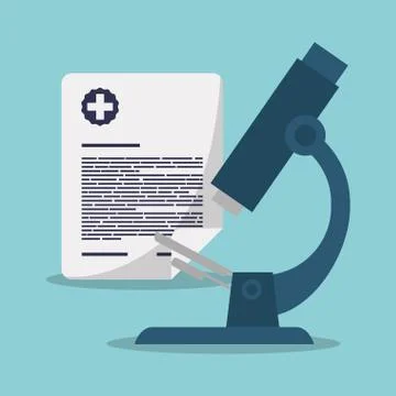 Microscope laboratory document care Illustrazione stock