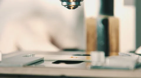 Microscope at laboratory. 스톡 동영상 68003256