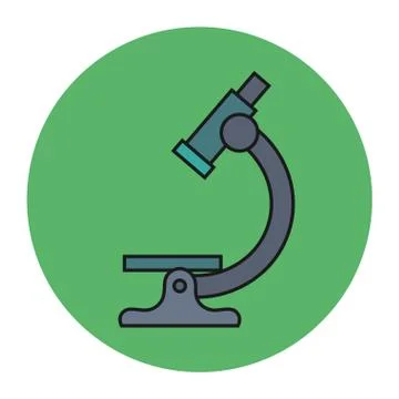 Microscope of laboratory in frame circular 库存插图