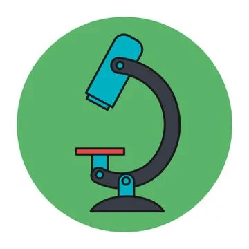 Microscope of laboratory in frame circular 库存插图