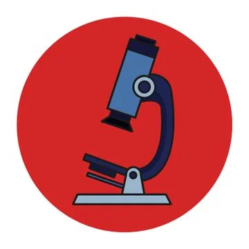 Microscope of laboratory in frame circular Illustrazione stock