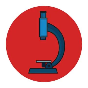 Microscope of laboratory in frame circular Stock Illustration