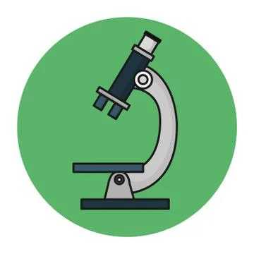Microscope of laboratory in frame circular Illustrazione stock