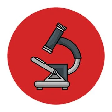 Microscope of laboratory in frame circular Stock Illustration