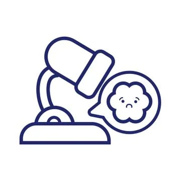 Microscope laboratory kawaii line style 库存插图