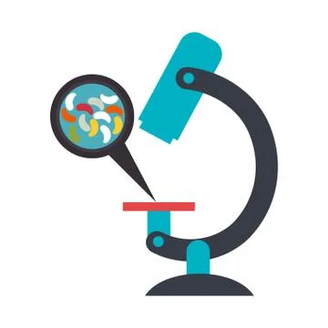 Microscope laboratory with microorganisms isolated icon 스톡 일러스트