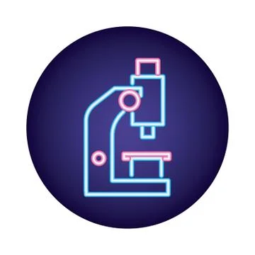 Microscope laboratory neon style icon 库存插图