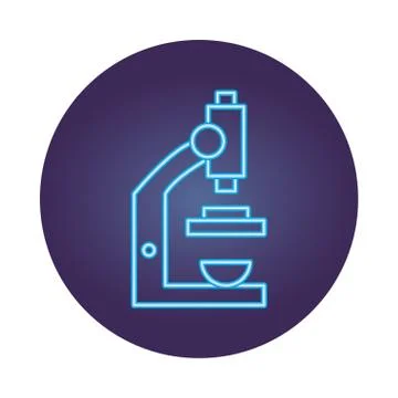 Microscope laboratory neon style icon 스톡 일러스트