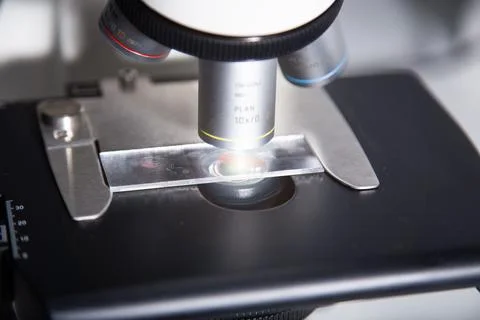 Microscope at laboratory Stock Photos