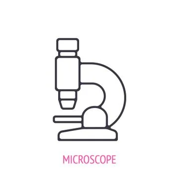 Microscope for laboratory research. Outline icon. Vector illustration. Stock Illustration