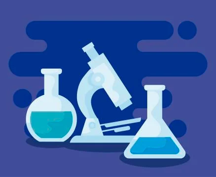 Microscope laboratory with set of tubes test Illustrazione stock