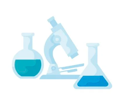 Microscope laboratory with set of tubes tests イラスト素材