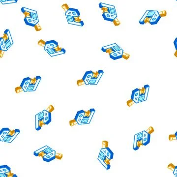 Microscope laboratory tool isometric icon seamless pattern Stock Illustration