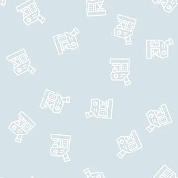 Microscope laboratory tool line vector seamless pattern 库存插图