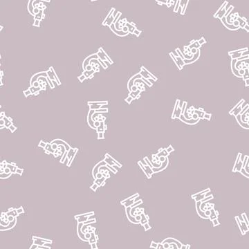 Microscope laboratory tool line vector seamless pattern Stock Illustration