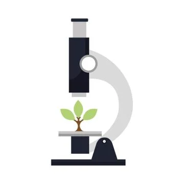 Microscope laboratory with tree plant Stock Illustration