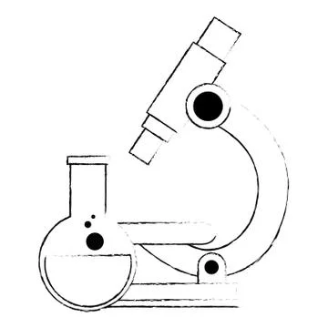 Microscope laboratory with tube test Illustrazione stock