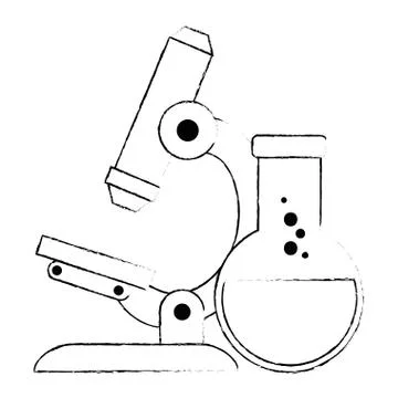 Microscope laboratory with tube test Illustrazione stock