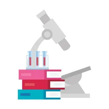 Microscope laboratory with tubes test and books イラスト素材