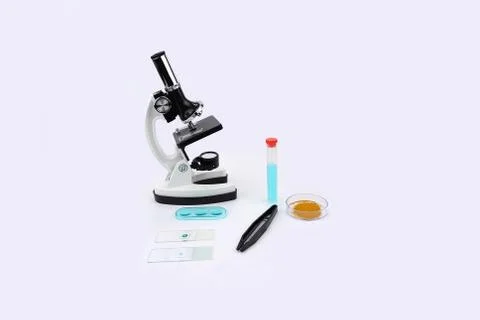 Microscope with labratory euipment  Stock Photos