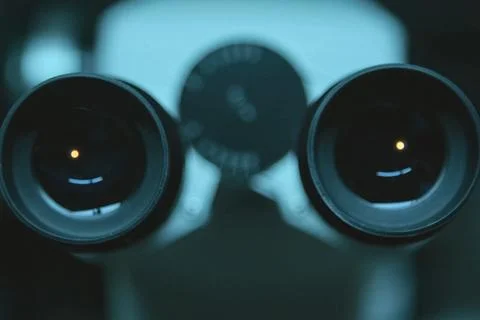 Microscope lenses, two ocular microscope. Stock Photos