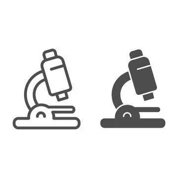 Microscope line and glyph icon. Lab lens vector illustration isolated on white Illustrazione stock