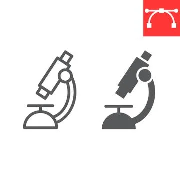 Microscope line and glyph icon, school and education, biology sign vector Stock Illustration