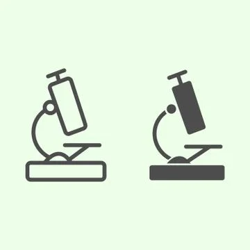 Microscope line and solid icon. Laboratory scientific microscope outline style Stock Illustration