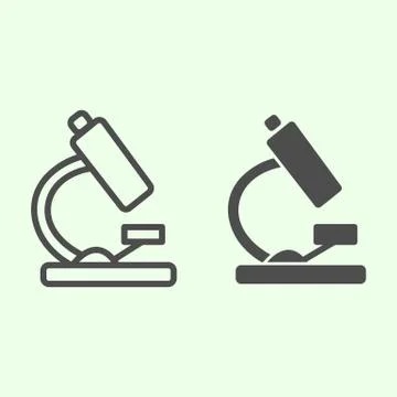 Microscope line and solid icon. Biology science laboratory tool outline style Stockillustratie