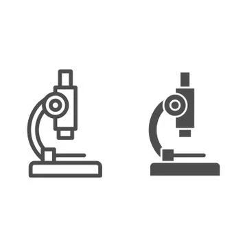 Microscope line and solid icon, Medicine concept, Laboratory magnification Stock Illustration