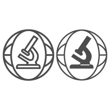 Microscope line and solid icon, science concept, Biochemistry and microbiology Stockillustratie