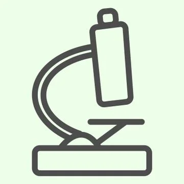 Microscope line icon. Biology science laboratory tool outline style pictogram on 库存插图