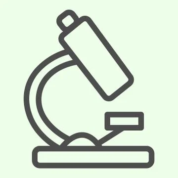 Microscope line icon. Biology science laboratory tool outline style pictogram on Stock Illustration