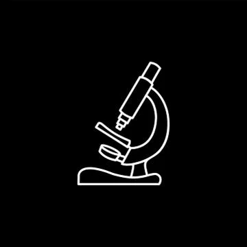 Microscope Line Icon On Black Background. Black Flat Style Vector Illustratio Stock Illustration