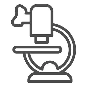 Microscope line icon. Laboratory tool with zoom lens. Biology subject vector Illustrazione stock