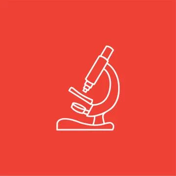 Microscope Line Icon On Red Background. Red Flat Style Vector Illustration Stock Illustration