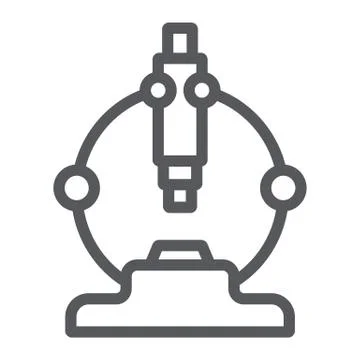 Microscope line icon, scientific and equipment, laboratory magnify sign, vector Stock Illustration