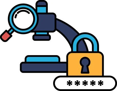 A microscope with a lock on it Illustrazione stock