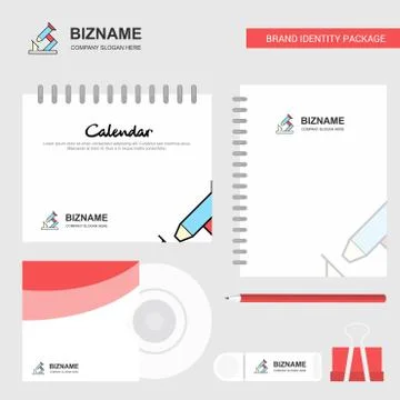 Microscope Logo, Calendar Template, CD Cover, Diary and USB Brand Stationary  스톡 일러스트