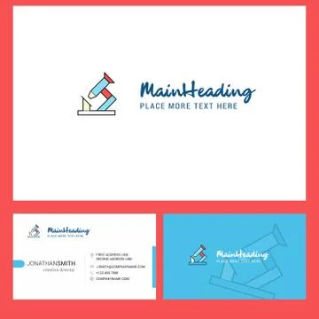 Microscope Logo design with Tagline &amp; Front and Back Busienss Card Template.  스톡 일러스트