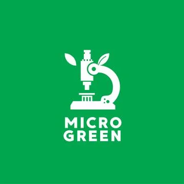 Microscope logo icon for science and technology with leaves Stock Illustration