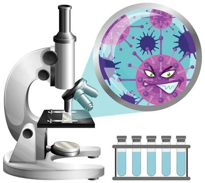 Microscope looking at germ Stock Illustration