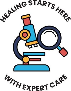 A microscope with a magnifying glass on it Stock Illustration