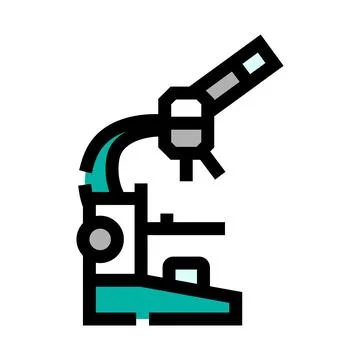 Microscope measuring cells in scientific laboratory research Stock Illustration