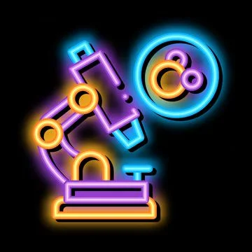 Microscope for medicine neon glow icon illustration Stock Illustration