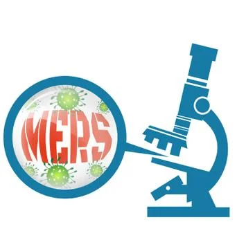 Microscope with Mers virus Illustrazione stock