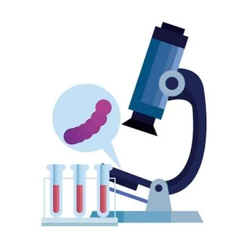 Microscope with microorganism and tubes test 스톡 일러스트