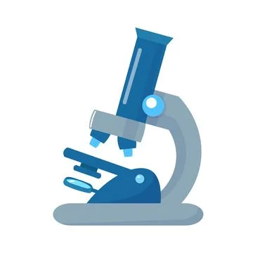 Microscope with mirror in cartoon flat style. Tools for laboratory science and Illustrazione stock