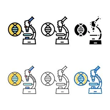 Microscope mix for research genetic molecule color icon vector Stock Illustration