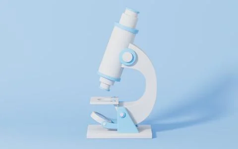 Microscope model with blue background, 3d rendering. 스톡 일러스트